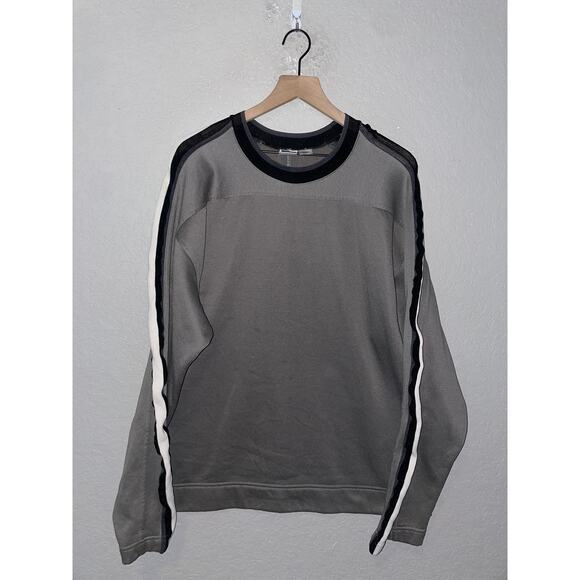 Y2K TNF The North Face Gray Striped Outerwear Crewneck 2000s Ultra Wick M Medium - Picture 1 of 12